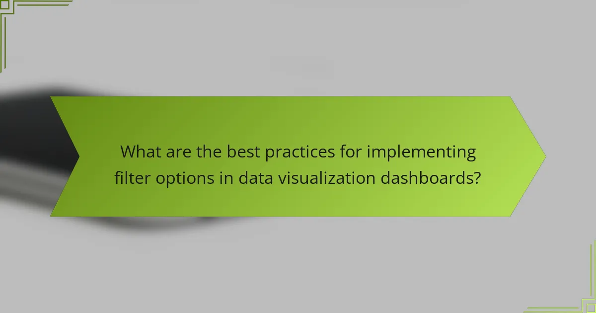 What are the best practices for implementing filter options in data visualization dashboards?