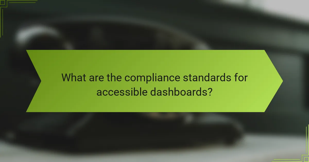 What are the compliance standards for accessible dashboards?
