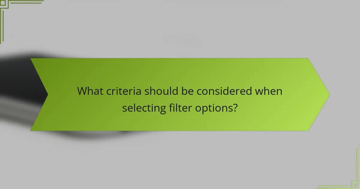 What criteria should be considered when selecting filter options?